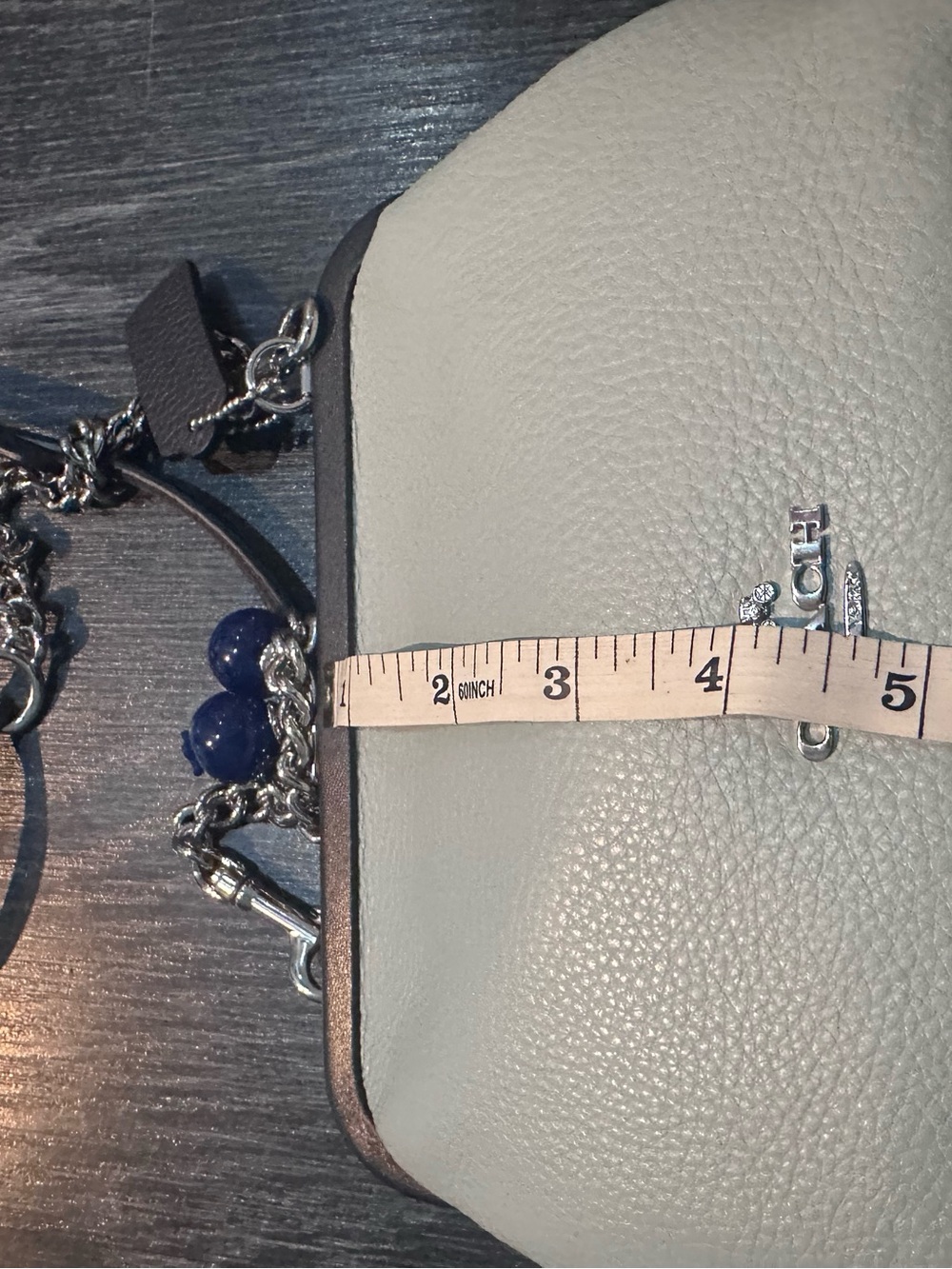 Coach Light Blue Pebbled Leather Kisslock Crossbody Bag Blue Ball Clasp Silver - Picture 8 of 8